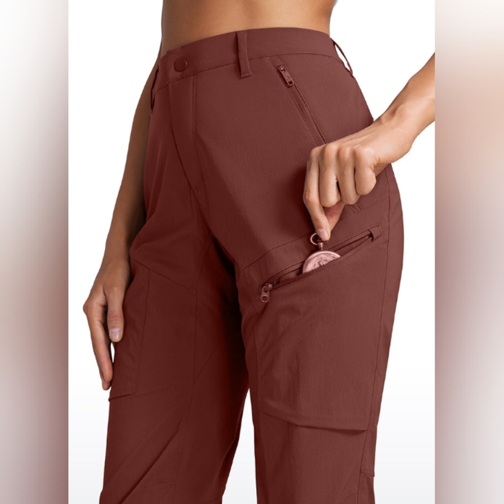 NWT CRZ YOGA Womens Madder Brown Sport Cargo Pants Flex XS M L Great Scrubs Too! - Picture 4 of 5